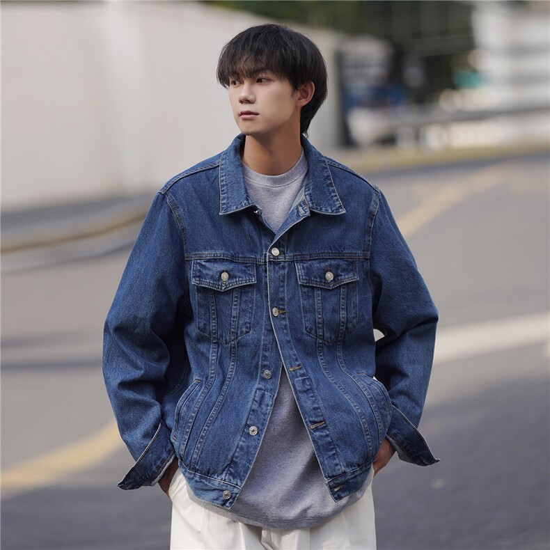 25新款新款纯色净版水洗牛仔港风休闲夹克上衣N606/P98148,男装夹克,星座202