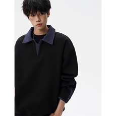 8XL-M美式拼接新款翻领高级感衬衫领运动上衣长袖卫衣男WY26P68，男装衬衫，电商D206-1