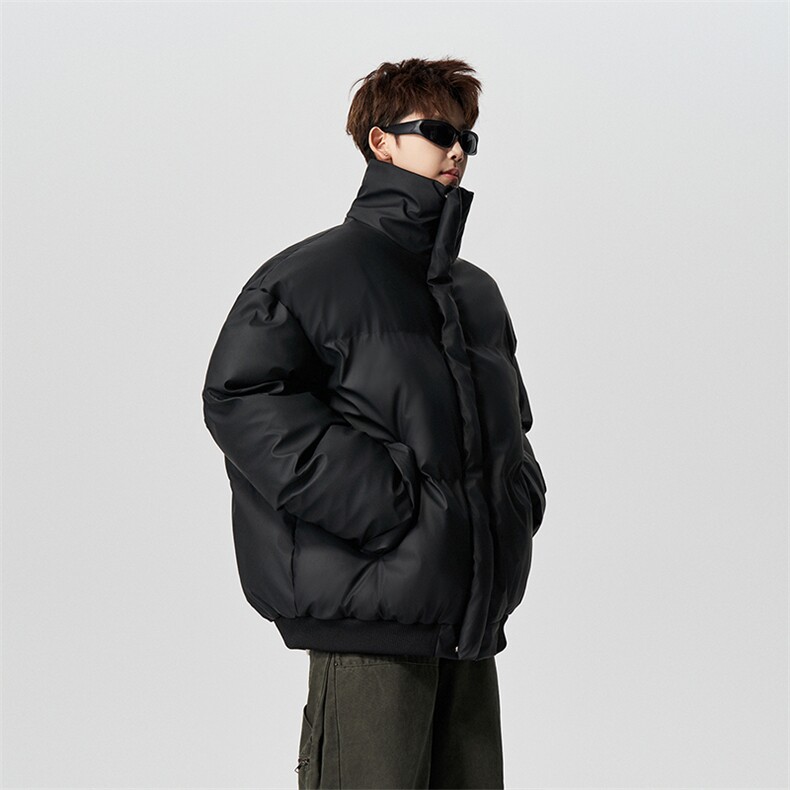 有长图冬季韩版羽绒棉服男宽松棉衣立领PU皮棉袄外套MF00756/P100,男装棉衣,电商B316