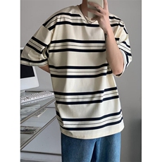 DA162-P40条纹短袖t恤男夏季宽松帅气潮流百搭半袖体恤-网图现货，男装T恤，星座603-2