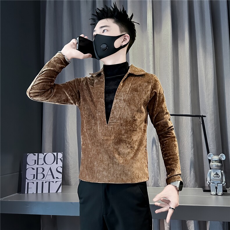 假两件T恤男长袖拼接设计感半高领修身打底301C-CT10-特P58控88,男装T恤,星座301C（原B323）