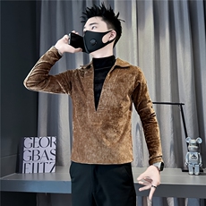 假两件T恤男长袖拼接设计感半高领修身打底301C-CT10-特P58控88，男装T恤，星座301C（原B323）