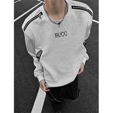XZ1005-1-TTH0039CK-P60-设计感重磅垫肩金属拉链解构卫衣长袖，男装卫衣，星座1005-1