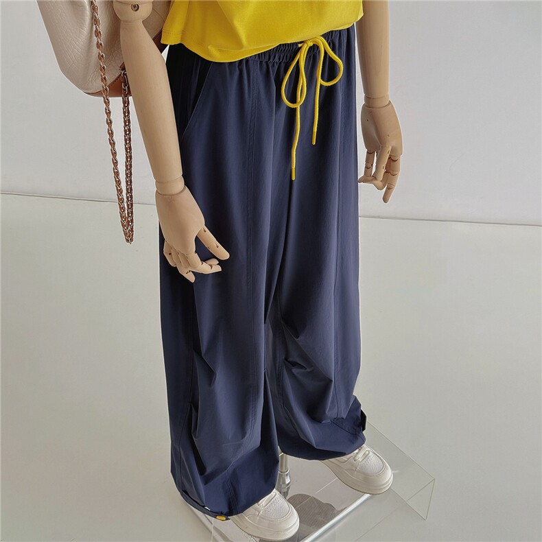 女夏季新款韩版时尚减龄套装显瘦圆领黄色短袖上衣阔腿长裤两件套,女装套装/套裙,江南