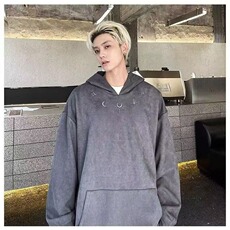 卫衣男秋季美式复古高街痞帅套头衣服重磅潮牌宽松连帽外套，女装短外套，星座506A