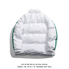 !白底冬季新款侧边两条杠保暖百搭立领棉衣MY355P115控158，男装棉衣，电商A247-1