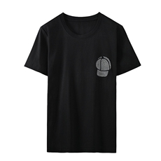 烫钻帽子工艺丝光棉圆领短袖女夏装新款冰丝T恤显瘦修身打底上衣，女装T恤，元素羊绒