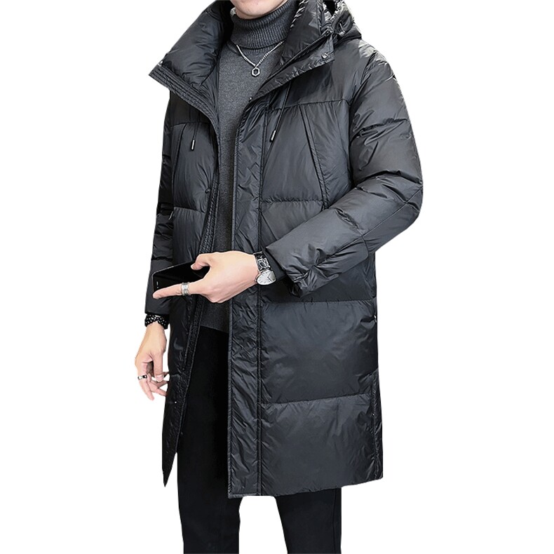店主风新款2025冬季纯色百搭中长款连帽羽绒服B338-0018-P235,男装羽绒服,电商B338