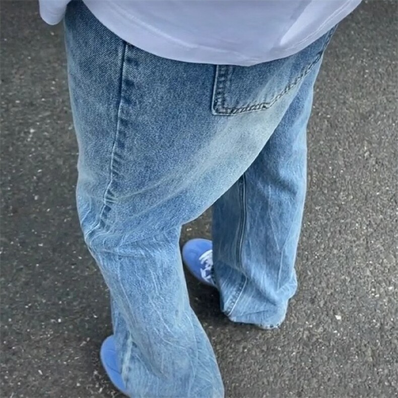 W10096-P48网图现货美式复古竹节纹直筒牛仔裤弯刀拖地裤,男装牛仔裤,星座1608-2