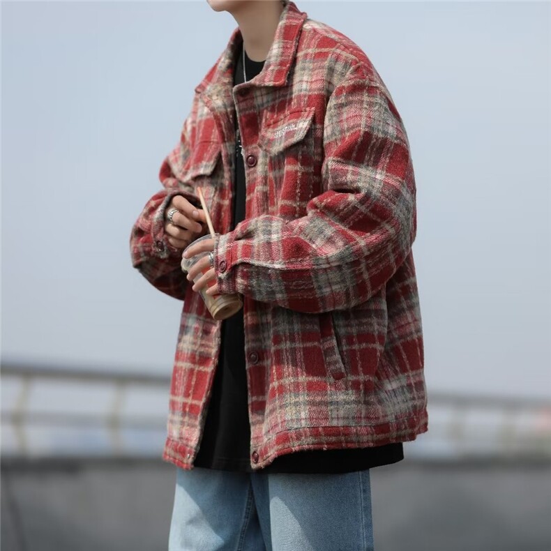 A257-P60小香风美式情侣痞帅夹克外套男春秋季日系格子上衣服,男装夹克,星座512-6