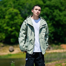 春秋户外冲锋衣男女同款防风防水连帽工装外套登山服夹克2481-P75，男装夹克，星座1403A