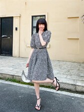 特殊面料连衣裙，女装连衣裙，米壹(1F)