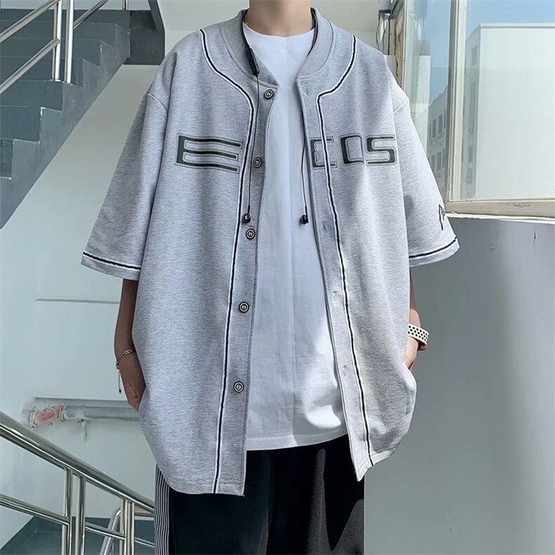 棒球服外套男宽松ins欧美嘻哈短袖夏季运动半袖T恤W794-P38,男装衬衫,星座512-2