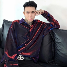 AA1872P40未来感液态炫彩偏光衬衫男长袖休闲衬衣，男装衬衫，电商B323A