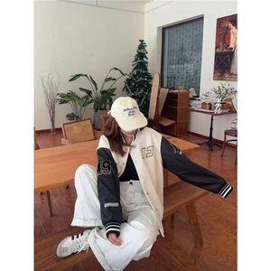 拼接撞色美式棒球服男女2025秋季新款复古夹克休闲外套潮图片
