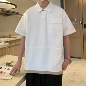 登山布拼接短袖polo衫男假两件翻领t恤 2401特P38控58图片
