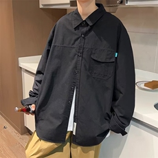 春秋纯棉长袖衬衫工装潮流复古外套休闲痞帅衬衣男士CS060P40，男装衬衫，星座410-2