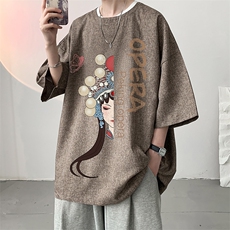 中国风短袖T恤男夏季薄款2025新款衣服大码潮牌圆领宽松半袖体恤，男装T恤，电商A040