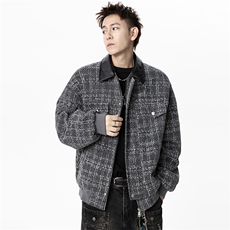 JK2607-P85M-8XL秋季新款美式复古巴恩风千鸟格夹克外套控158，男装夹克，星座109