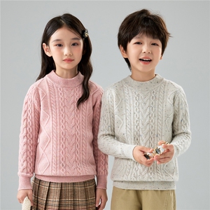 优质彩点纱儿童100%羊毛衫男女童羊绒加厚妞花针织打底中大童毛衣，童装儿童羊毛衫，初丹羊绒童装