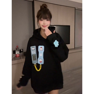 网图 趣味可拆卸连帽卫衣情侣男女同款魔术贴装饰设计感外套图片