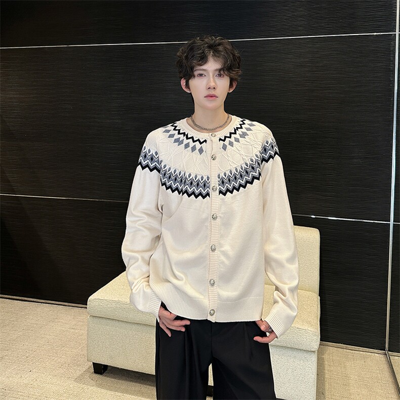 美式费尔岛针织毛衣男Cleanfit轻奢老钱开衫插肩上衣MY09563-P65,男装针织衫/毛衣,星座308B-2