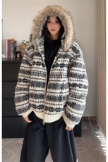 连帽棉衣夹棉潮保暖复古毛绒外套男女DZ54131-TP85168，男装棉衣，电商A102