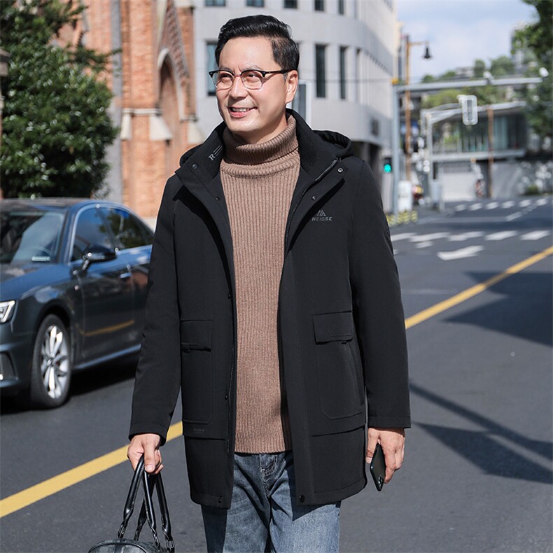 男装加厚保暖羽绒服上衣冬季2023新款中年男士商务休闲连帽外套,男装羽绒服,电商B212（原钱塘6029）