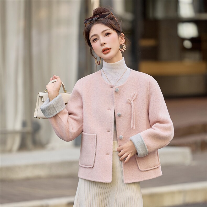 双面羊绒大衣女小个子2025年新款高级感短款秋冬季韩系羊毛呢外套,女装毛呢外套,韩宇舍