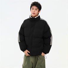 ！冬季条纹五防立领加绒加厚棉衣情侣撞色棉服外套MY7777-P68，男装棉衣，星座610B-1