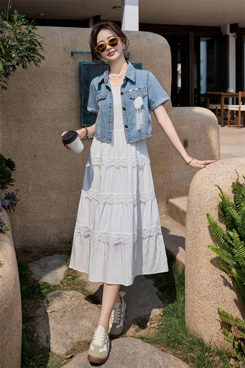 2025夏新品现货度假风连衣裙+牛仔两件套2C056-9506-P145-K208,女装连衣裙,2C256