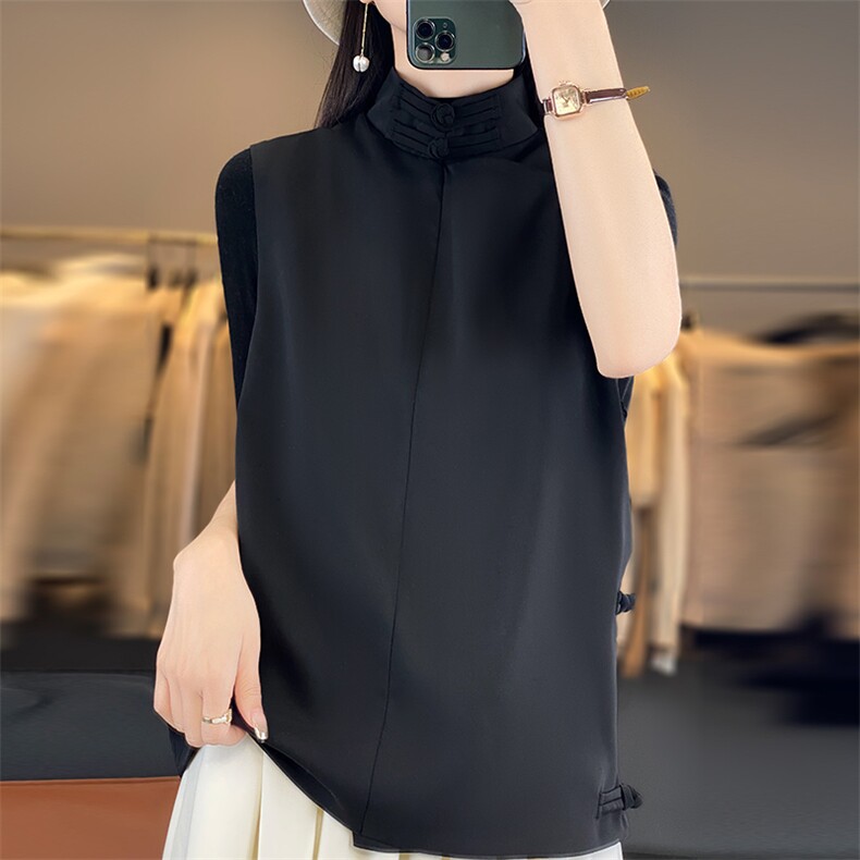 2025年夏季适中立领马甲新中式马甲时尚百搭,女装马甲,佳绒高端店