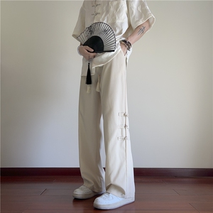 抖音品质夏季新款风新中式盘扣宽松西裤B315-K24045-特p30控58图片