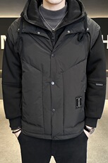 冬季新款卫衣袖假两件连帽羽绒服男短款保暖羽绒外套Y6758-P220，男装羽绒服，电商A239