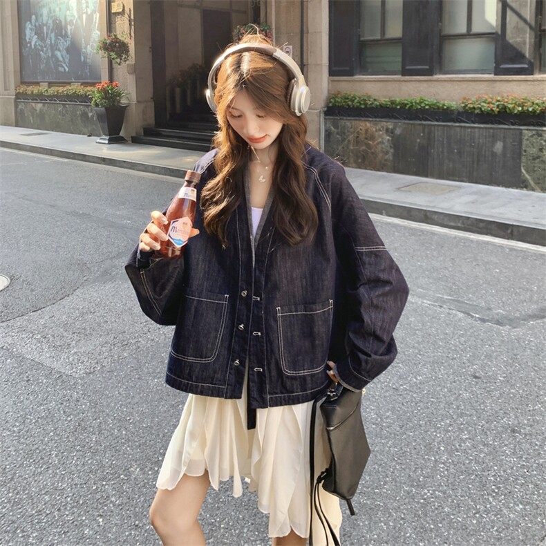 新款大货已出蝙蝠袖牛仔外套2D014-9079-P145-K208,女装短外套,2D014