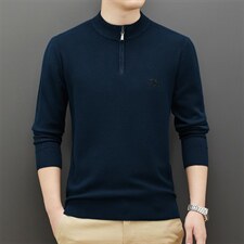 BAMJ-313钱塘2020-2中年男士秋季新款薄款半高领针织衫毛衣P65，男装针织衫/毛衣，钱塘207-2