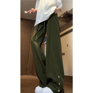 抖音品质潮流双色透气冰丝排扣宽松休闲裤B315-K24137-特p35控68图片