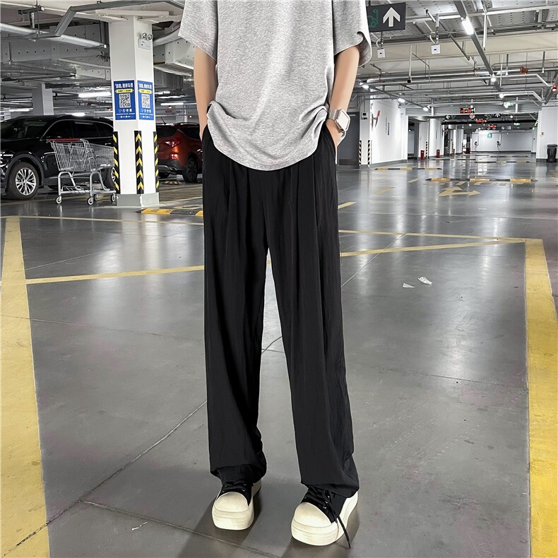 DK2843-P35夏季美式高街潮流高级感痞帅垂感弹力直筒阔腿休闲长裤,男装休闲裤,星座603-2