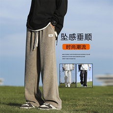 阔腿休闲裤男港风潮流运动卫裤百搭宽松直筒裤子X2888-特批-45，男装休闲裤，星座718
