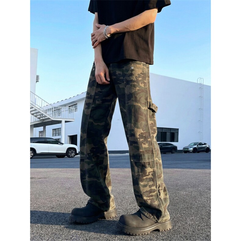 美式高街迷彩工装裤男潮牌直筒宽松休闲裤i2026新款工装阔腿裤，男装工装外套，星座302A-2