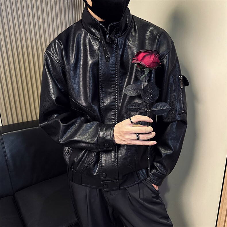 秋季新款拉链口袋机车皮衣男A368-P5812-P158,男装皮衣,电商A368