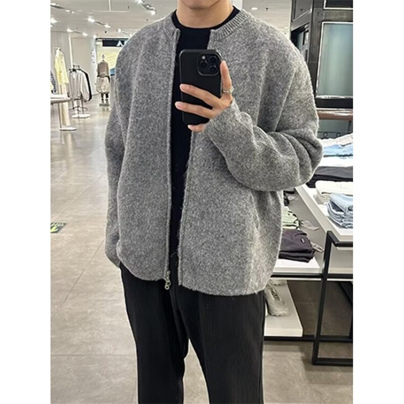 慵懒原宿简约潮流百搭双开头拉链宽松毛衣ins时尚气质日系MQ85,男装针织衫/毛衣,星座1116A（原606A-3）