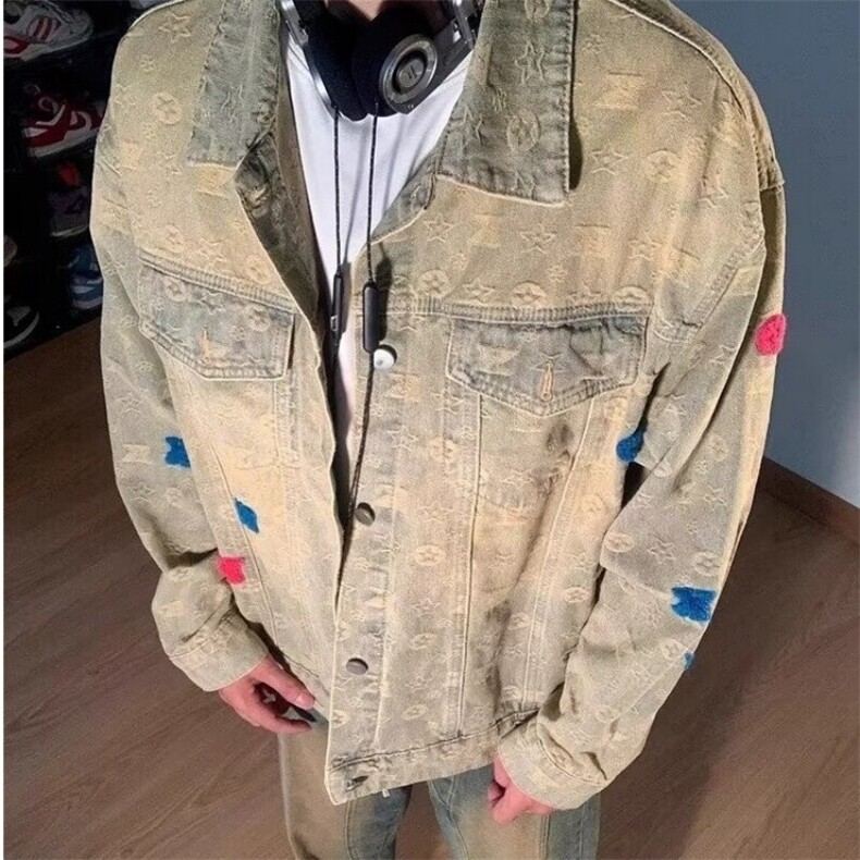 现货复古街头风水洗做旧牛仔衣男女宽松潮牌夹克外套JK329-P78，男装夹克，星座302B-3