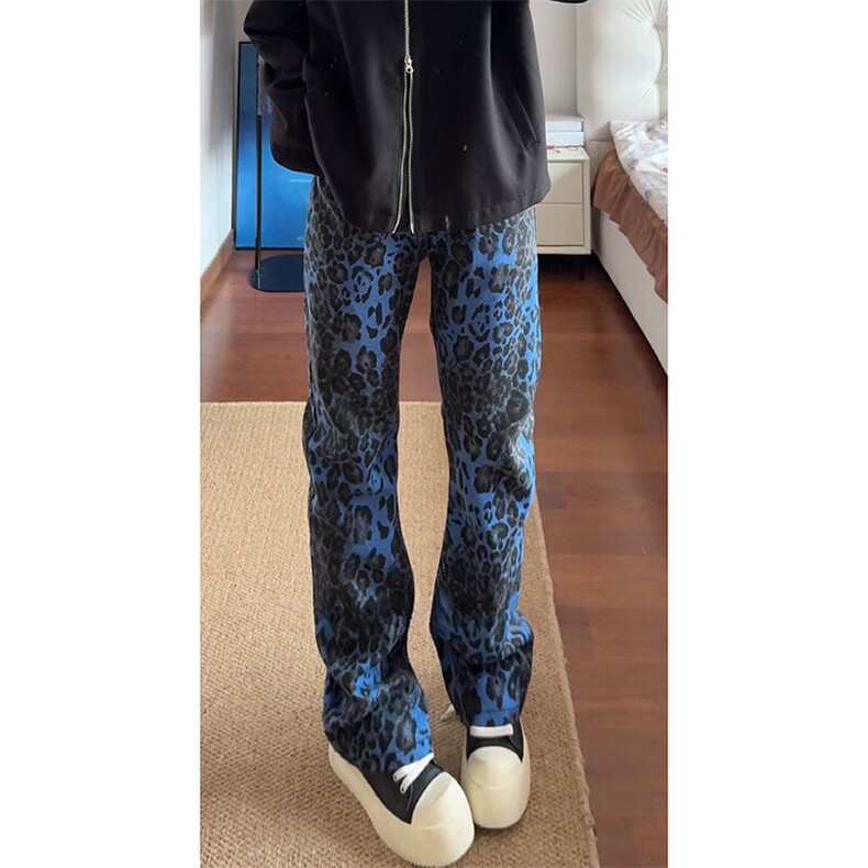 美式ins高街hiphop小众豹纹牛仔裤货号K2462特P48，男装牛仔裤，电商A063