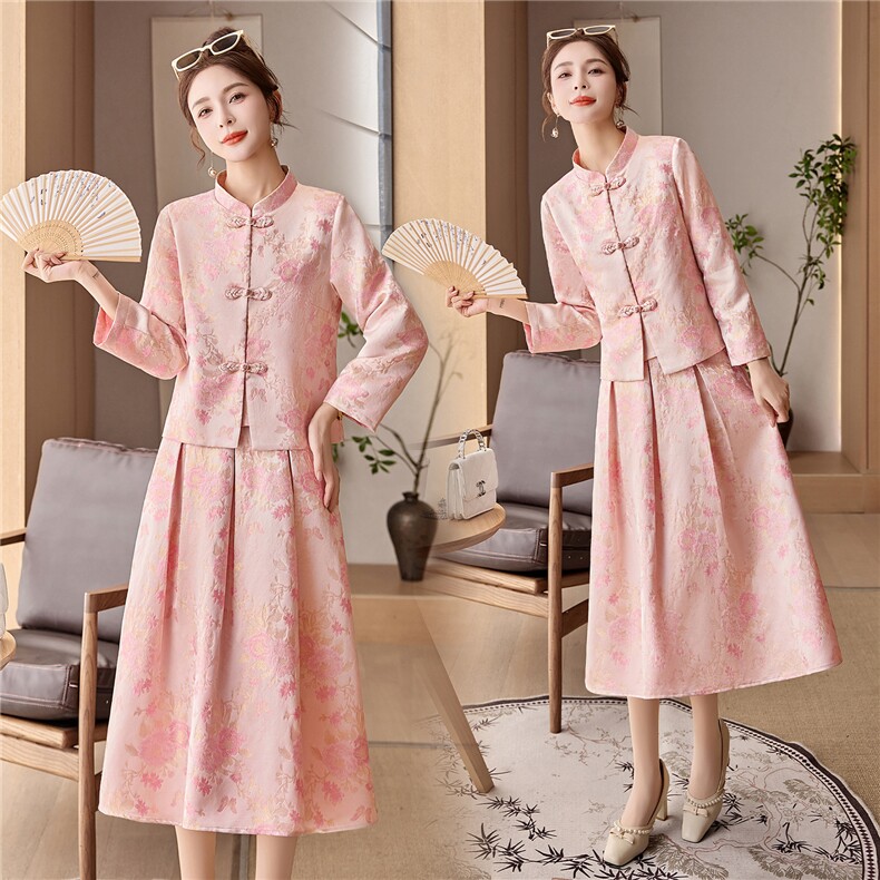 罗得堡2026年春装新款新中式汉服套装连衣裙2608,女装套装/套裙,罗得堡