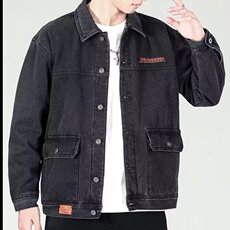 1506-1/GG100/P54牛仔外套男春秋季日系潮流百搭宽松大码男士休闲，男装工装外套，星座1506A