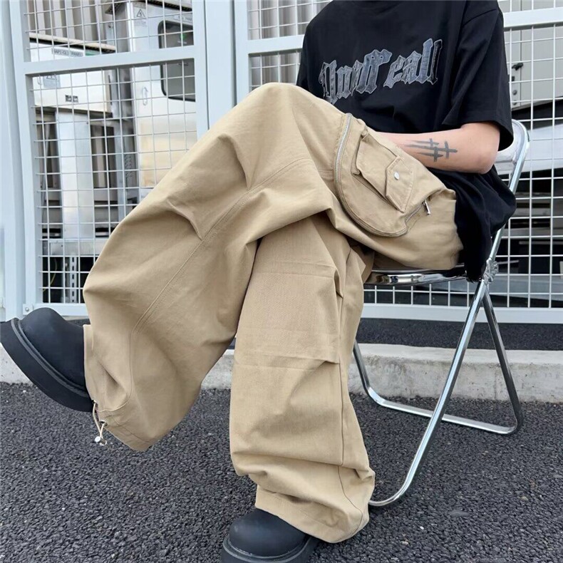 DF02-P63美式复古纯色工装裤男款潮流高街冲锋裤休闲百搭长裤潮,男装休闲裤,星座603-2