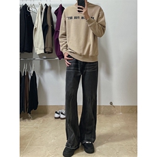 B221美式ins高街暗黑重工艺宽松微喇牛仔裤LK23128-P60控78，男装牛仔裤，电商B221