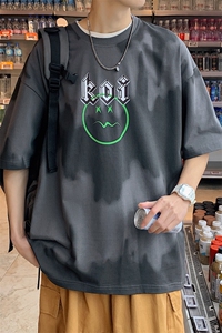 夏装青少年渐变潮牌纯棉T恤短袖男女创意印花半袖1599-P45 控价68图片