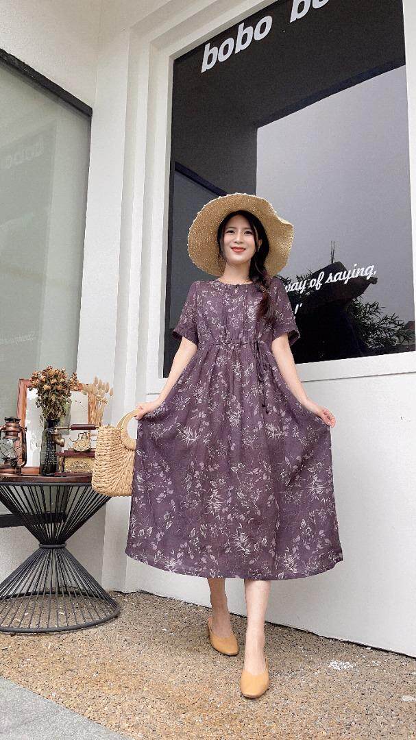 纯苎连衣裙，女装连衣裙，川哲